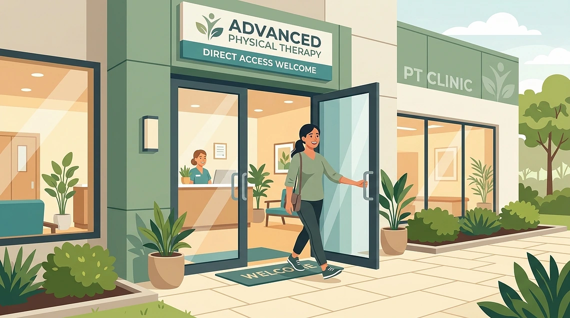 Patient entering physical therapy clinic directly